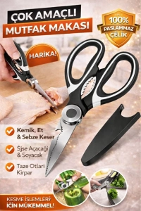 Paslanmaz Çelik Ultra Keskinleştirilmiş Mutfak Makası Çok Amaçlı Balık Et Sebze Makası Koruma 